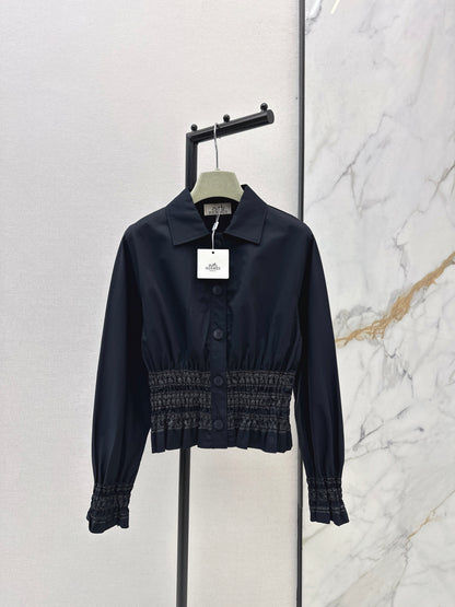 Color-blocked gathered shirt