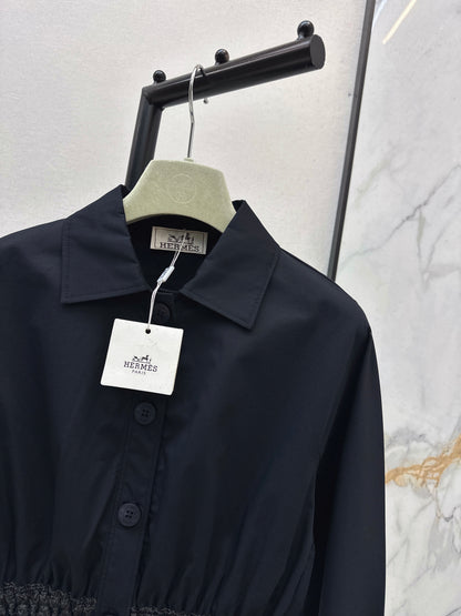 Color-blocked gathered shirt