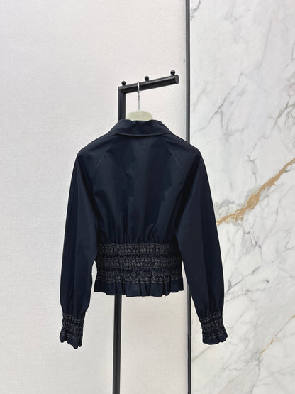 Color-blocked gathered shirt