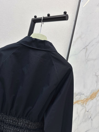 Color-blocked gathered shirt