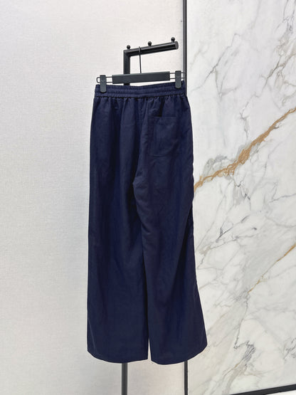Lace-trimmed straight-leg trousers