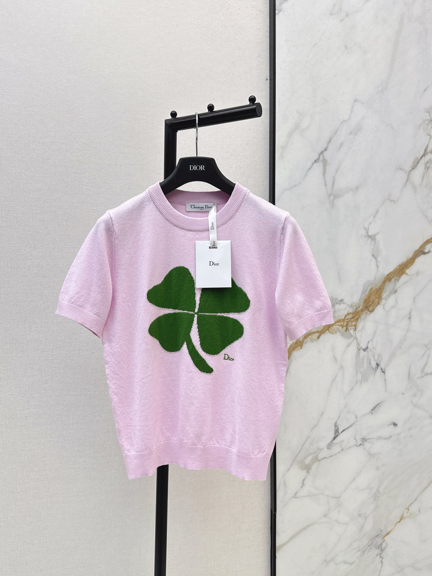 Four-leaf clover knit T-shirt