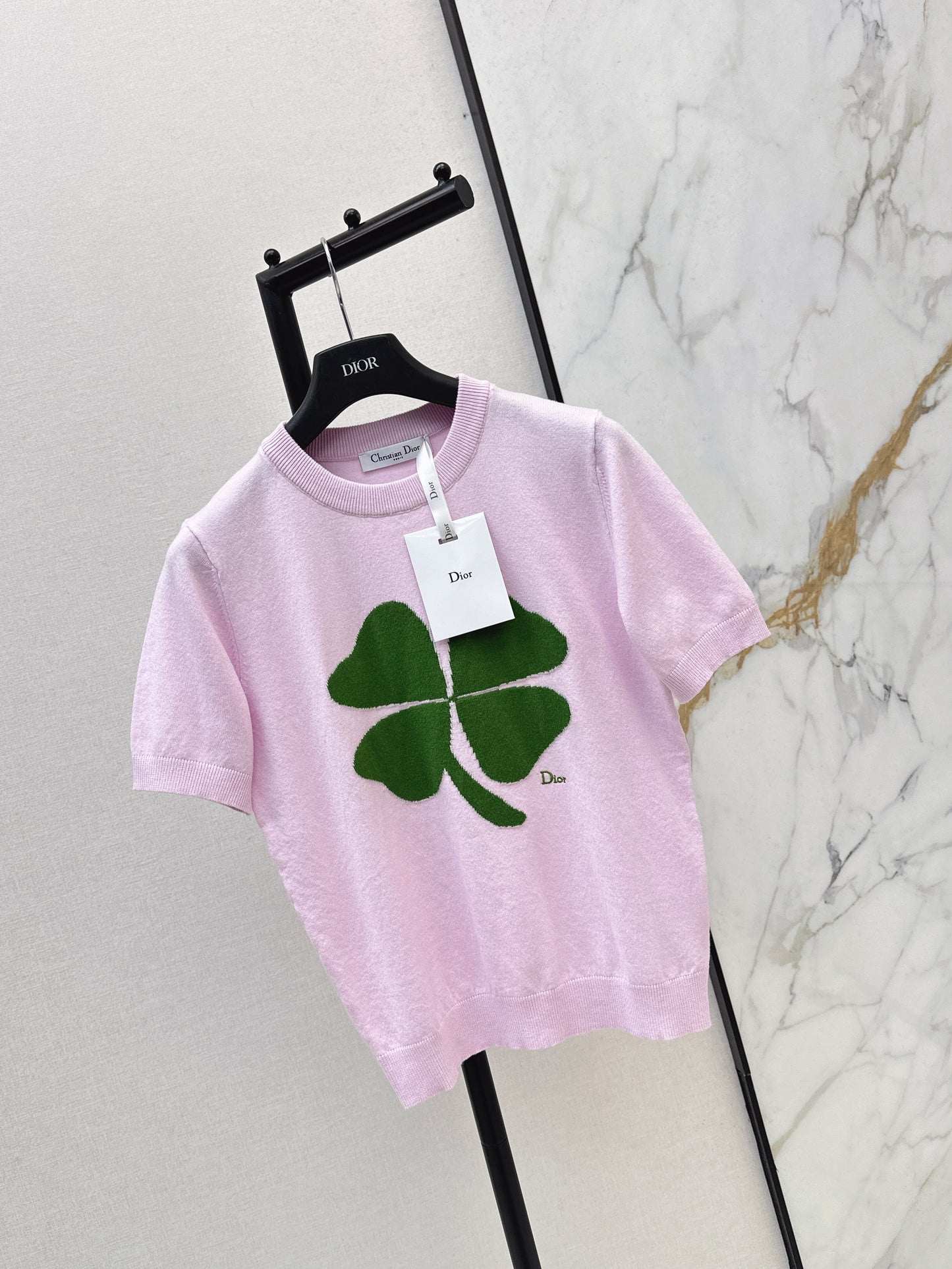 Four-leaf clover knit T-shirt