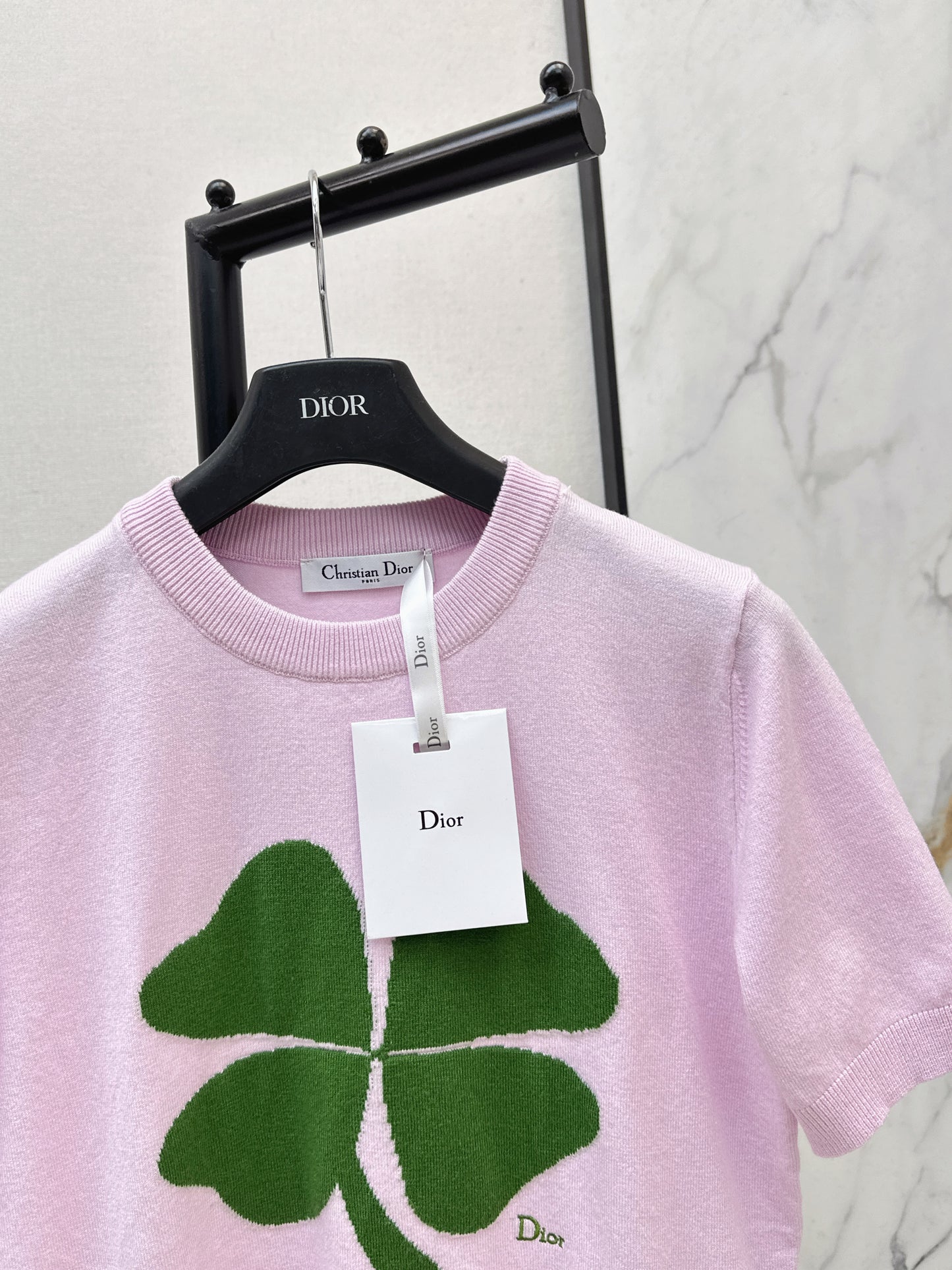 Four-leaf clover knit T-shirt