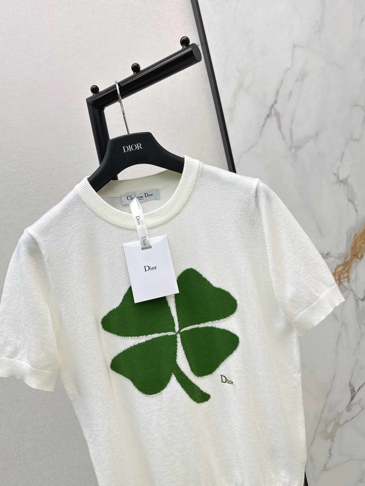 Four-leaf clover knit T-shirt