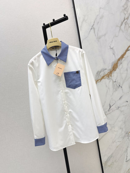Color-blocked decorative shirt