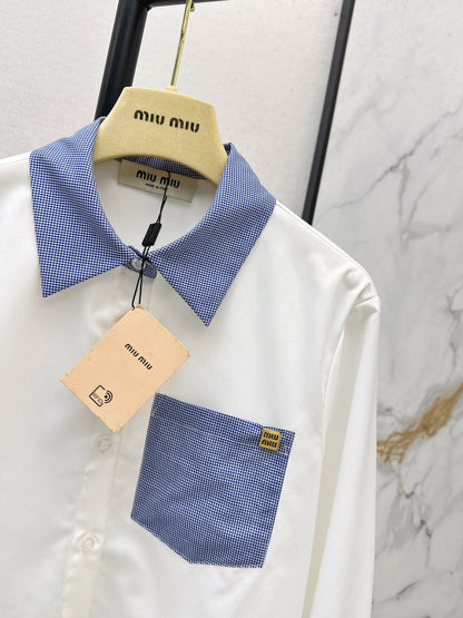 Color-blocked decorative shirt