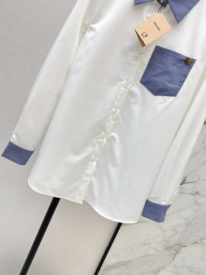 Color-blocked decorative shirt