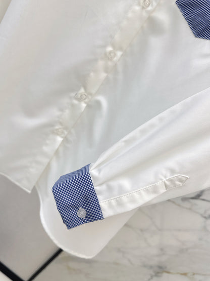 Color-blocked decorative shirt
