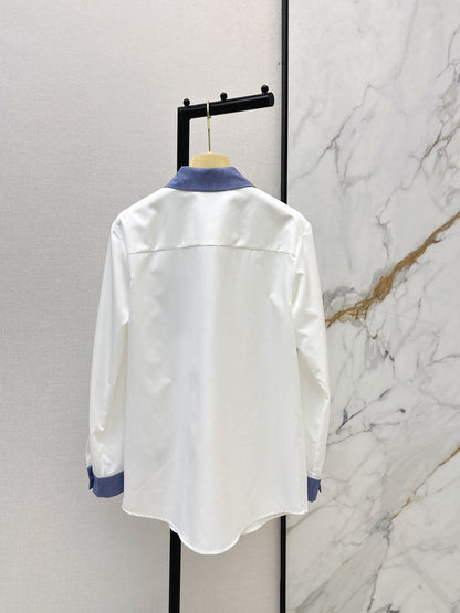 Color-blocked decorative shirt