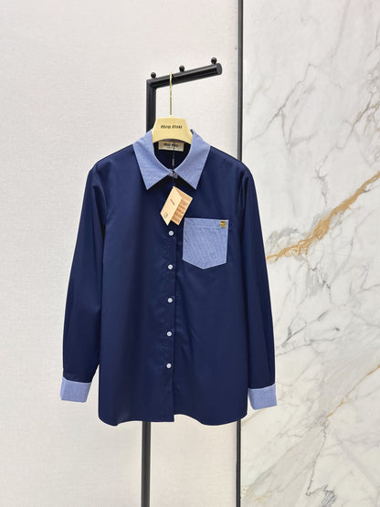 Color-blocked decorative shirt