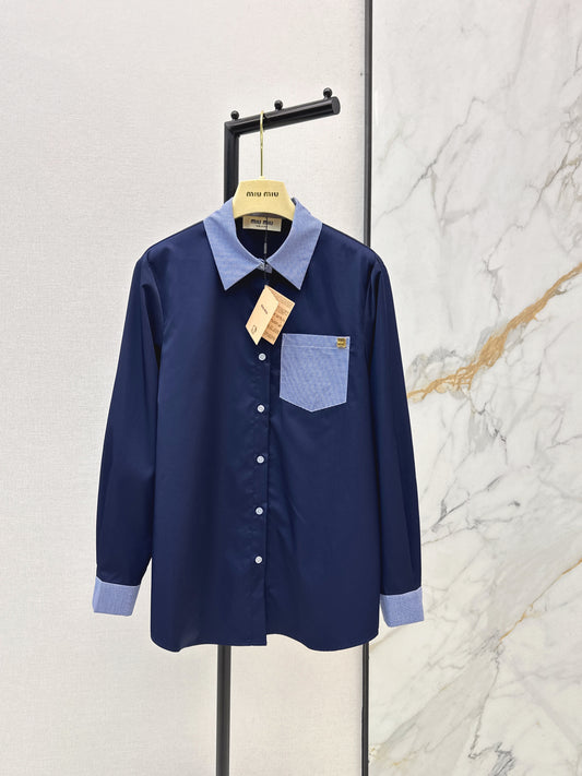 Color-blocked decorative shirt