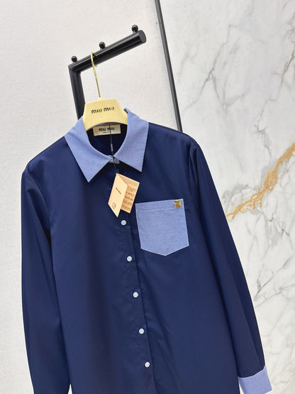 Color-blocked decorative shirt