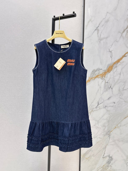 Embroidered sleeveless vest dress