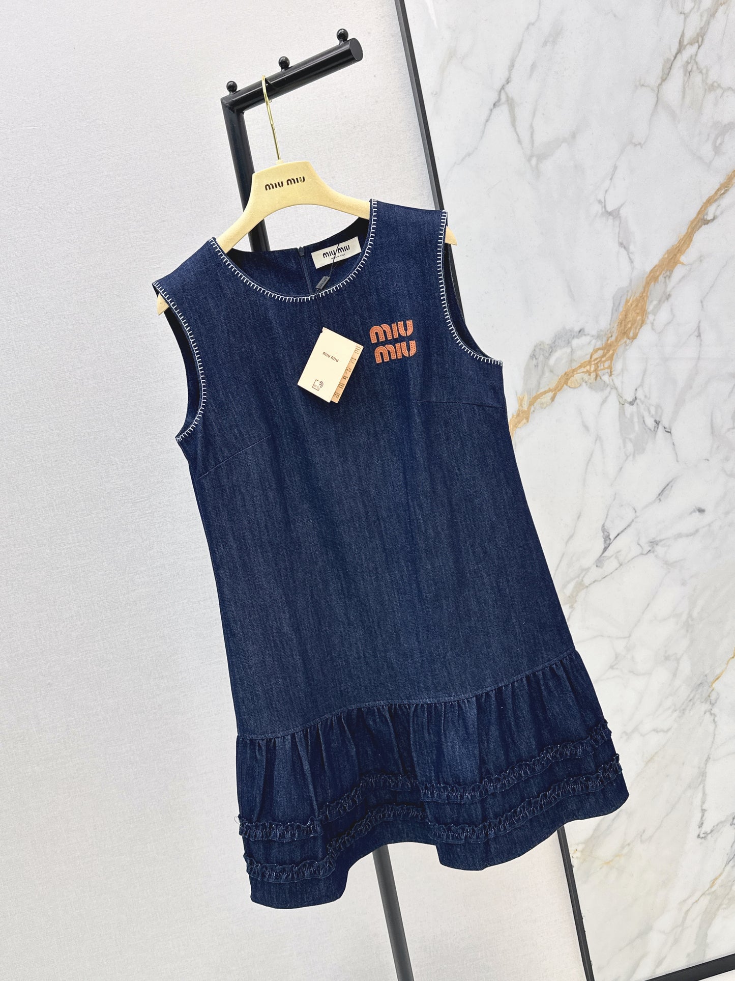 Embroidered sleeveless vest dress