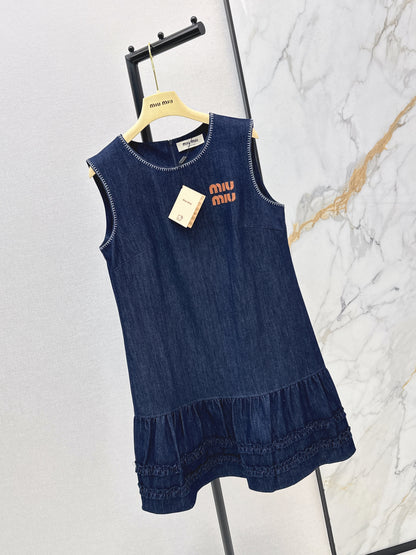 Embroidered sleeveless vest dress
