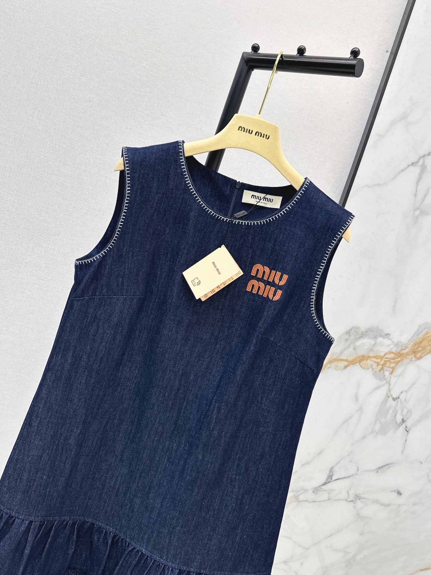 Embroidered sleeveless vest dress