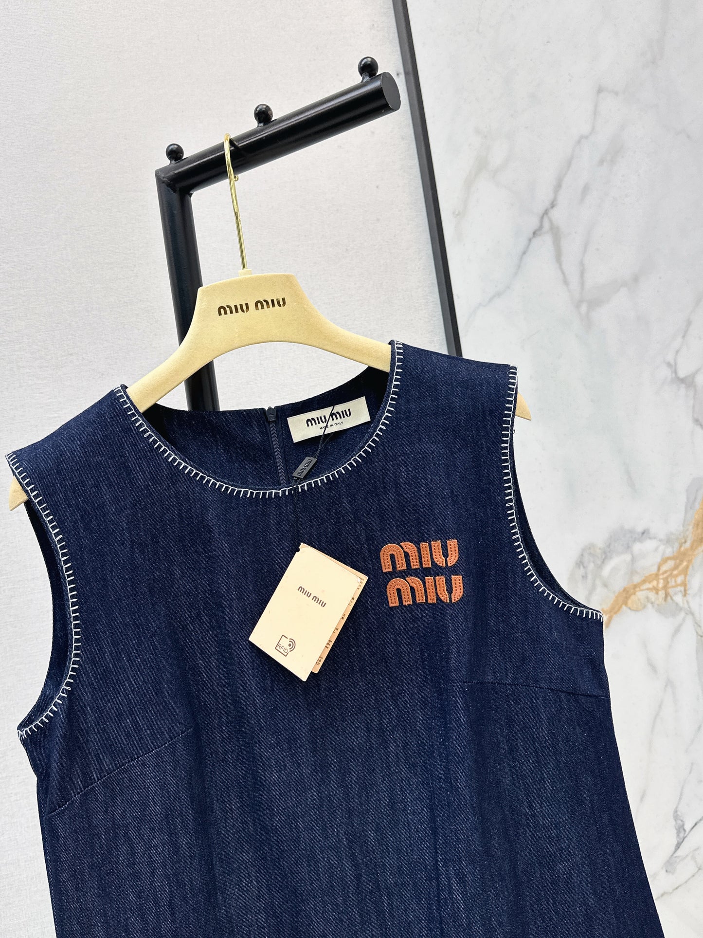 Embroidered sleeveless vest dress