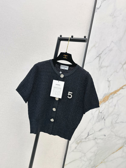 Hardware-embellished knitted T-shirt