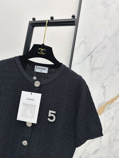 Hardware-embellished knitted T-shirt