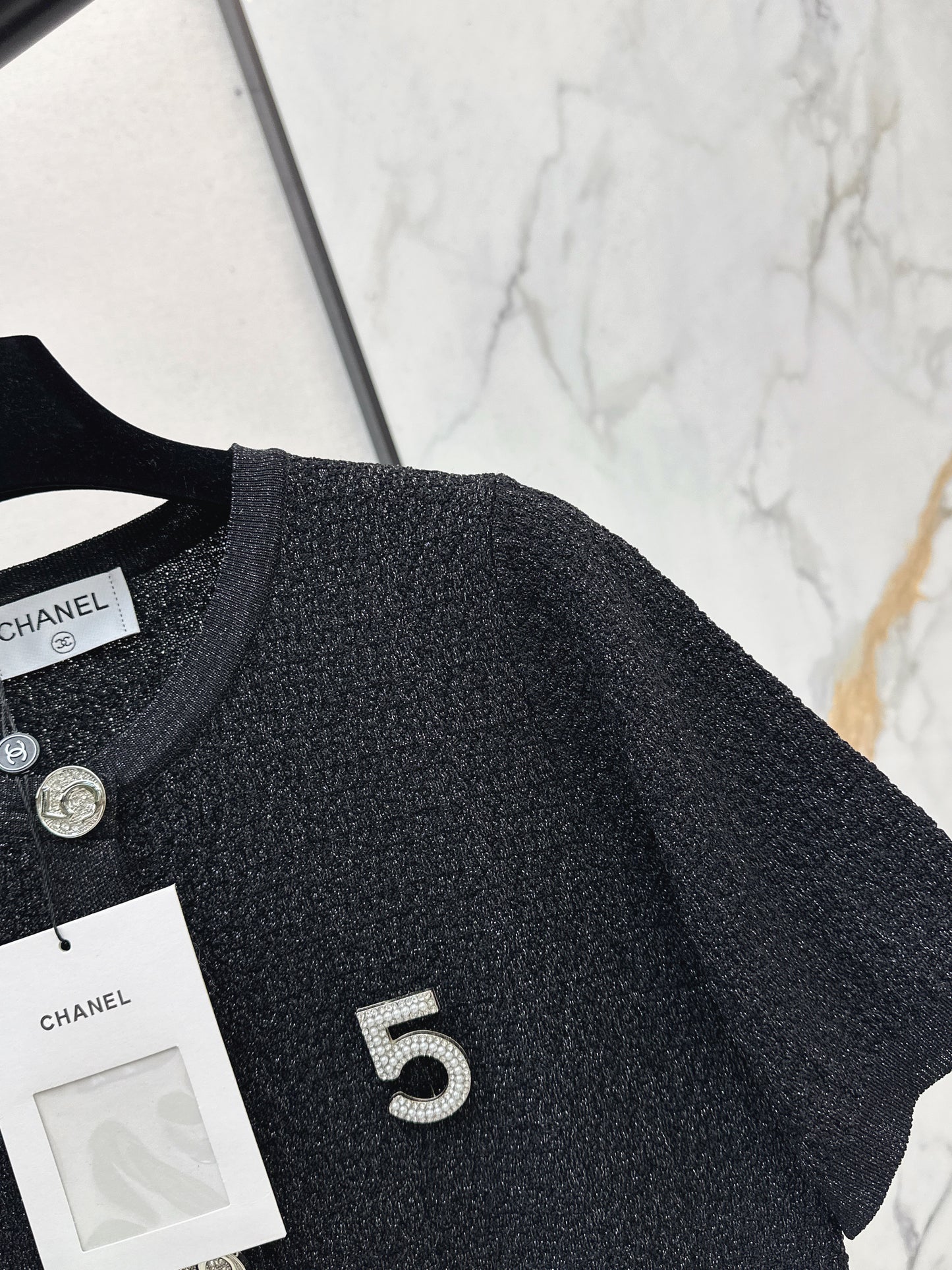 Hardware-embellished knitted T-shirt