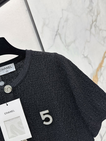 Hardware-embellished knitted T-shirt