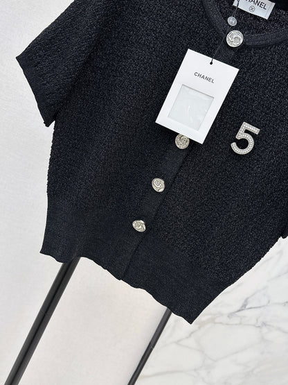 Hardware-embellished knitted T-shirt