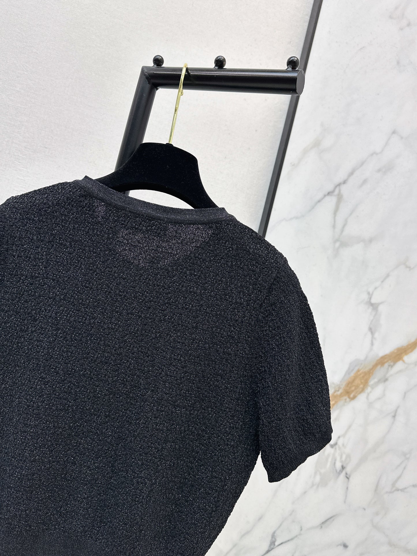 Hardware-embellished knitted T-shirt