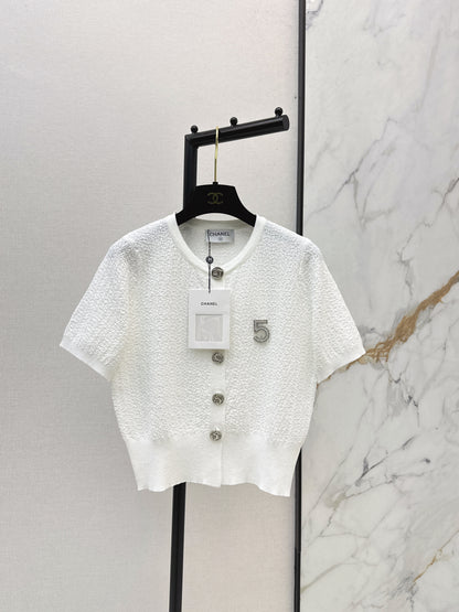 Hardware-embellished knitted T-shirt