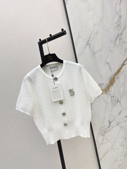Hardware-embellished knitted T-shirt