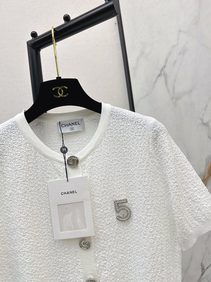Hardware-embellished knitted T-shirt