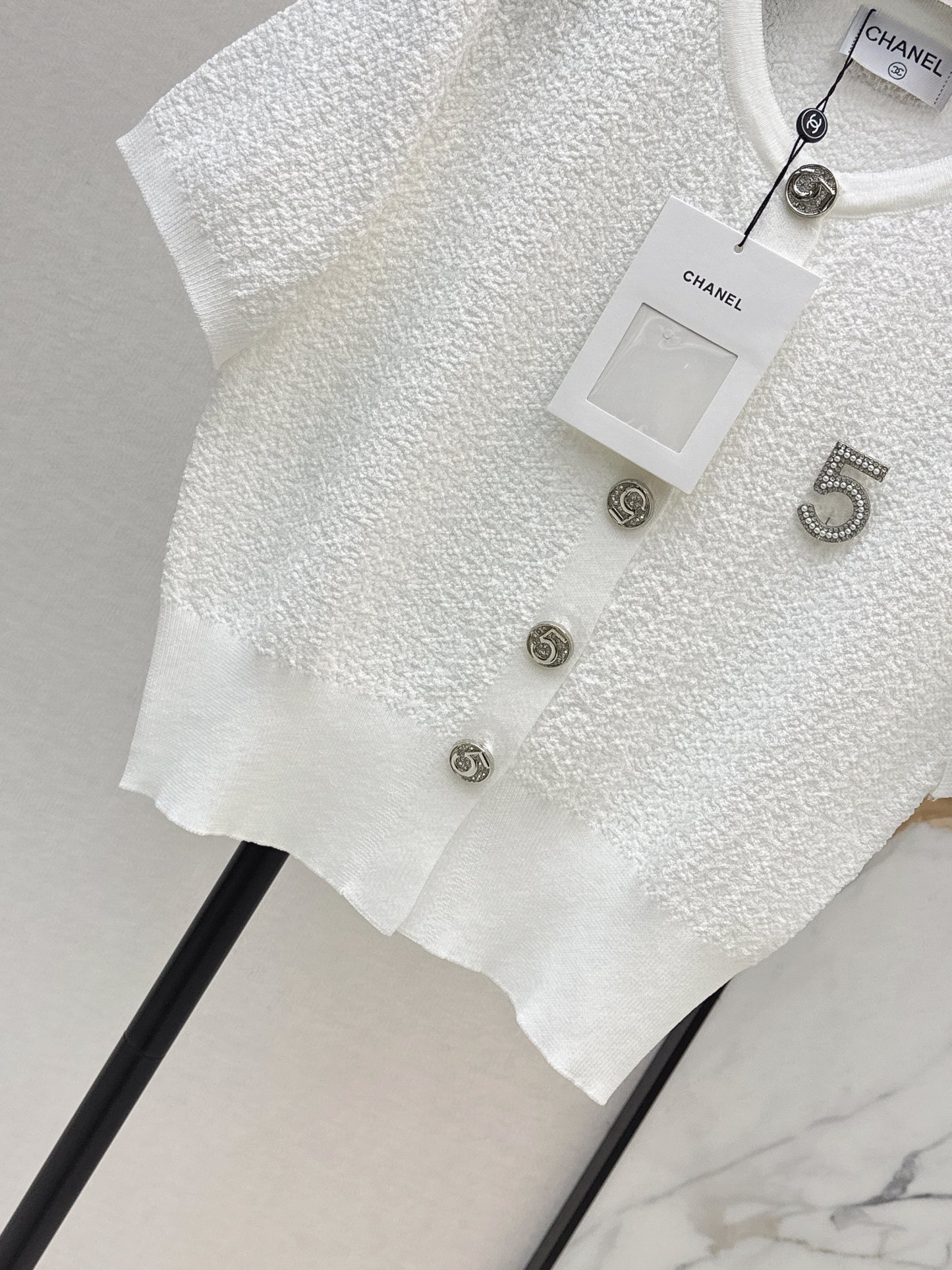 Hardware-embellished knitted T-shirt