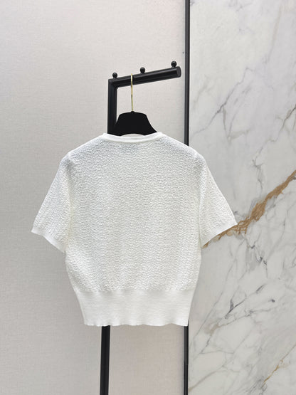 Hardware-embellished knitted T-shirt