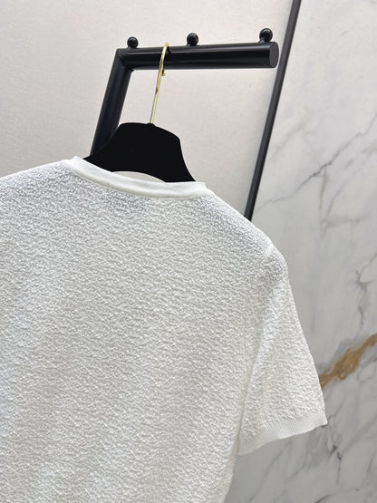 Hardware-embellished knitted T-shirt