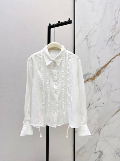White shirt with ruffled trim