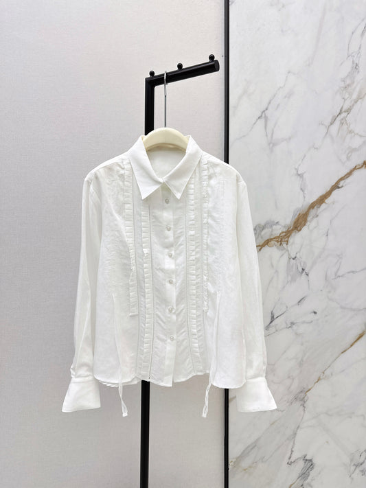 White shirt with ruffled trim