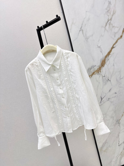 White shirt with ruffled trim