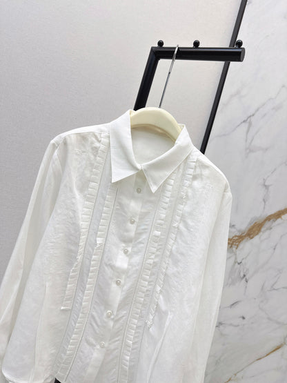 White shirt with ruffled trim