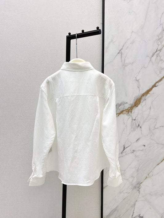 White shirt with ruffled trim