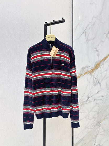 Half-zip striped sweater