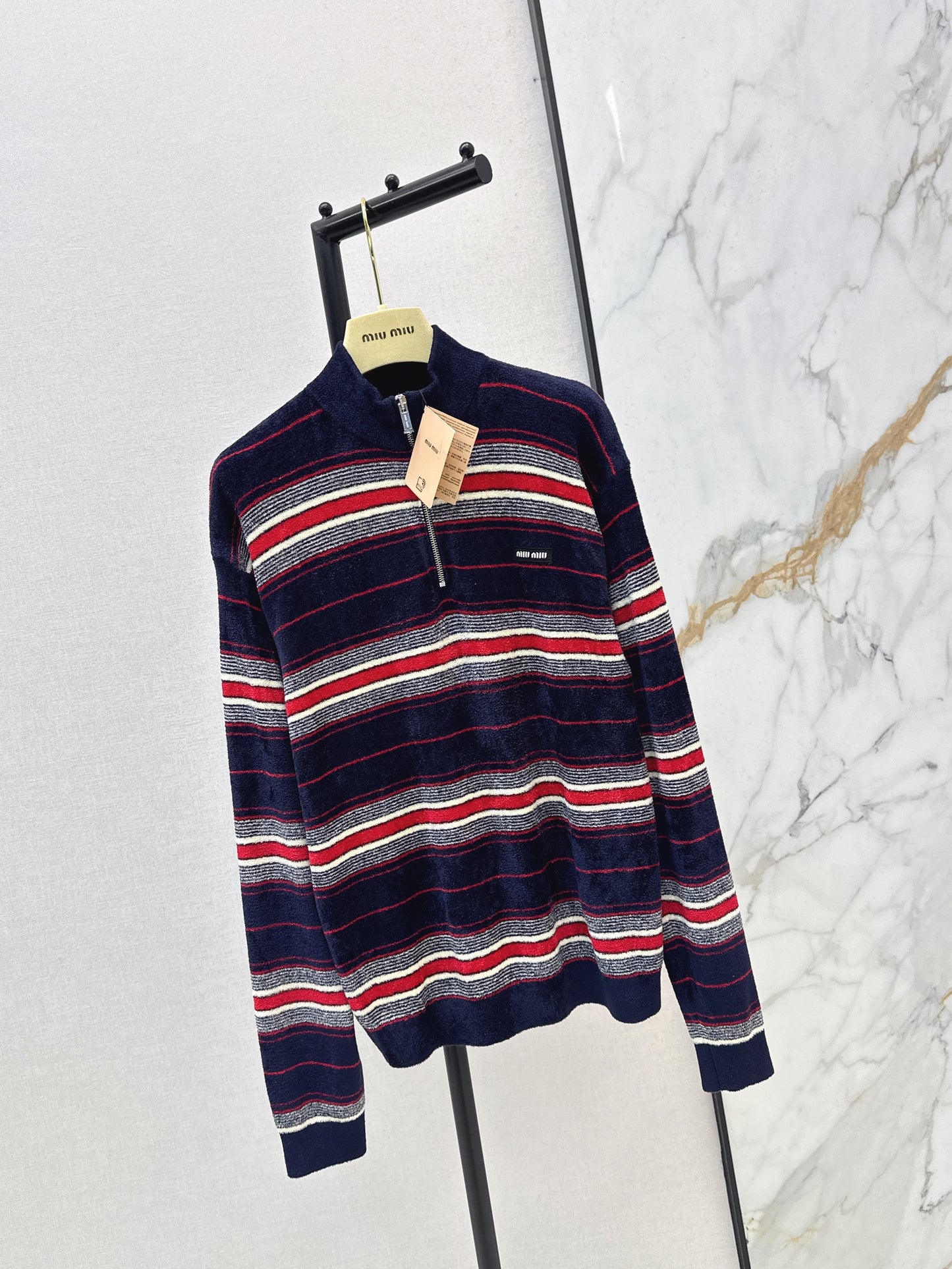 Half-zip striped sweater