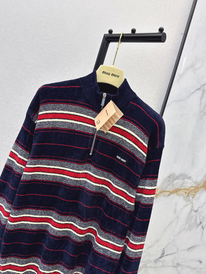 Half-zip striped sweater