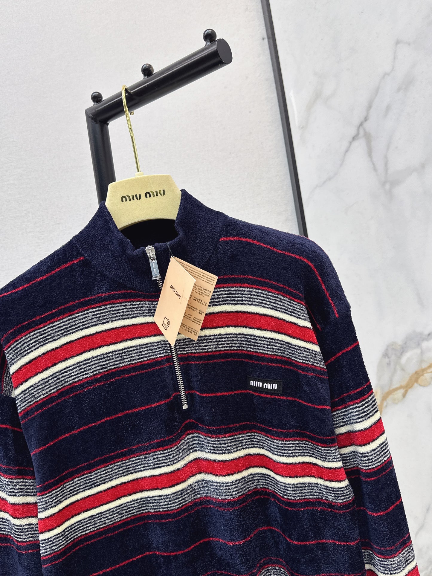 Half-zip striped sweater