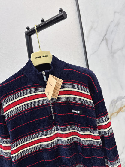 Half-zip striped sweater