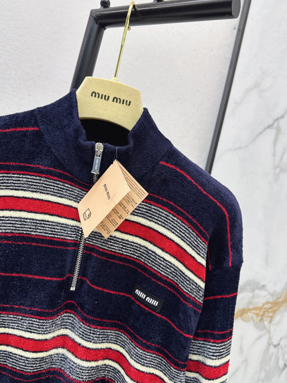 Half-zip striped sweater