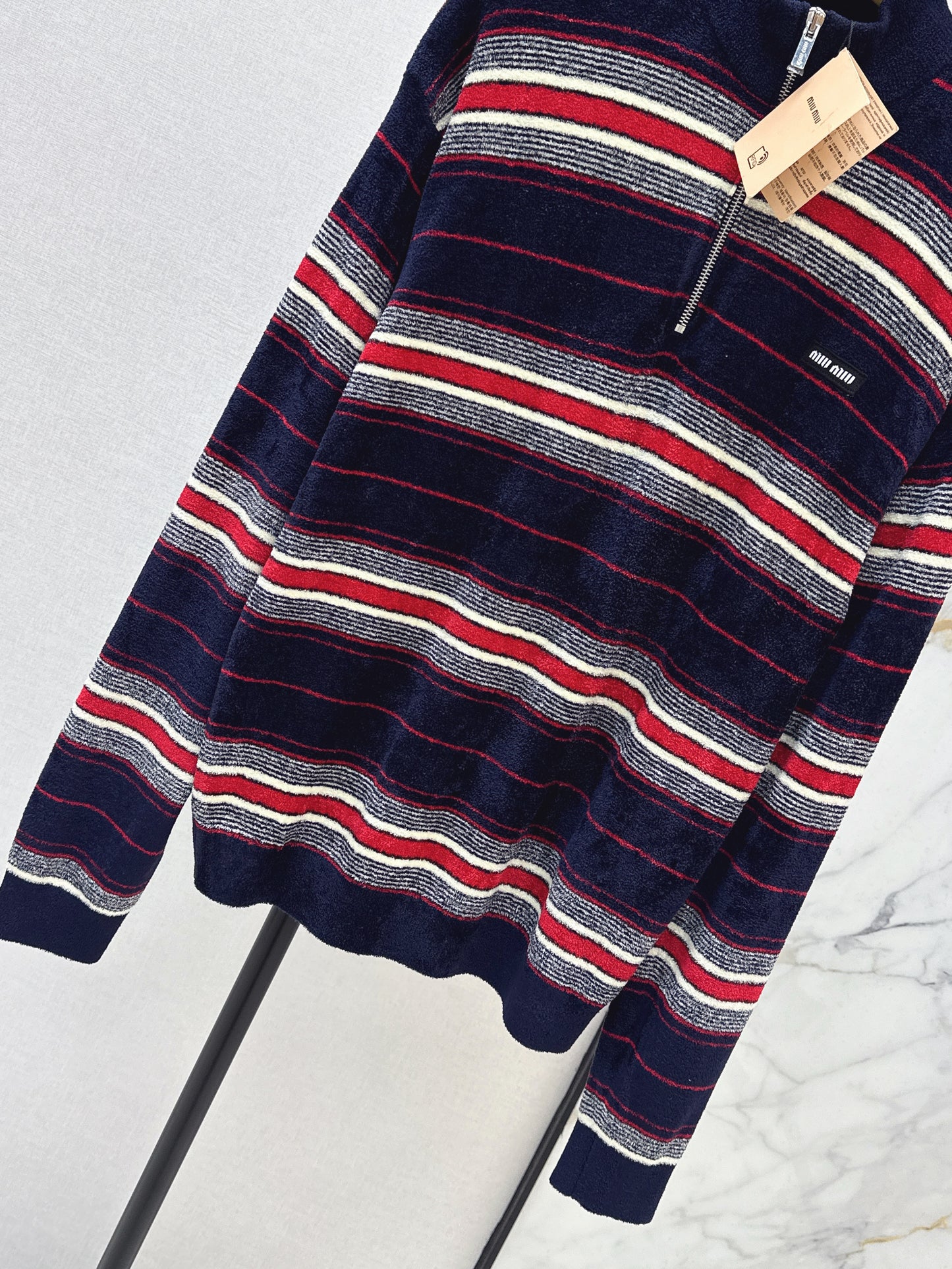 Half-zip striped sweater