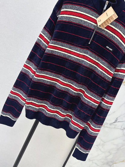 Half-zip striped sweater