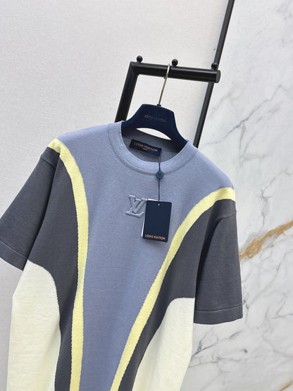 Color-blocked knit T-shirt