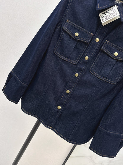 Slim-fit collared denim shirt
