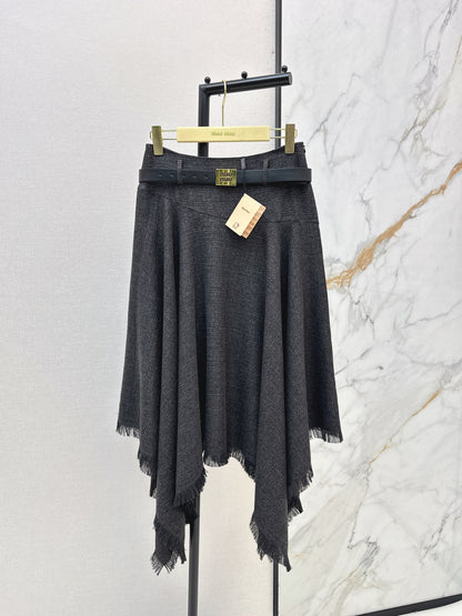 26ss Irregular Waist Midi Skirt